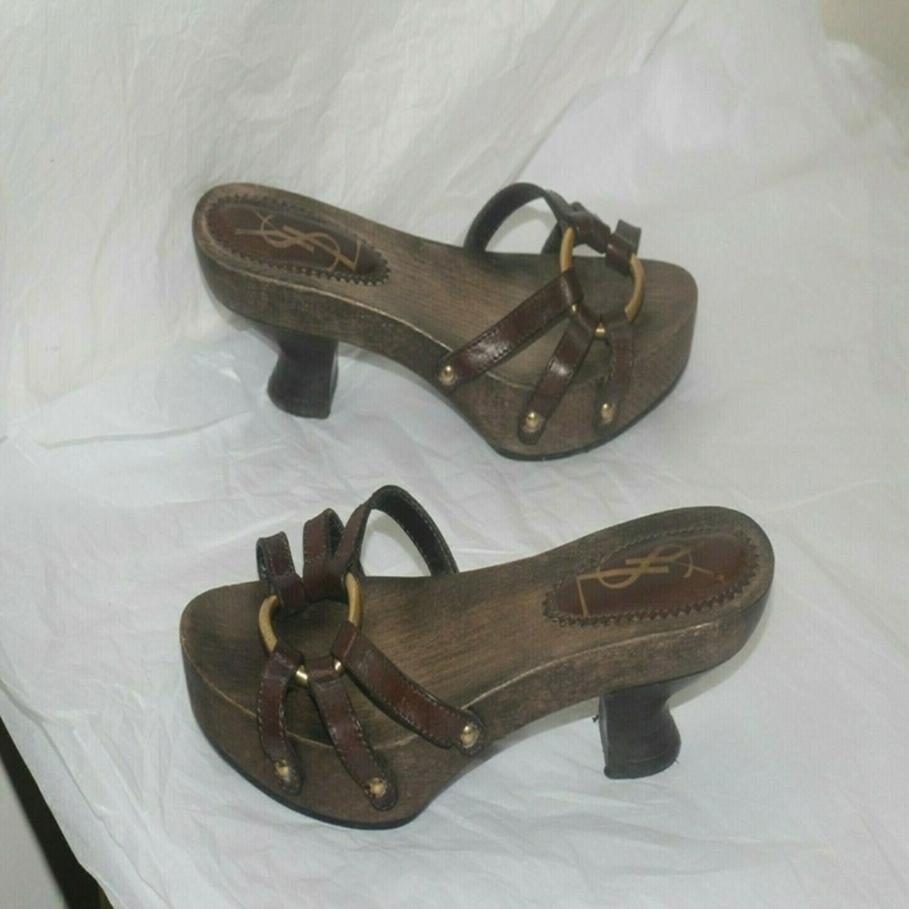 women's Yves Saint Laurent Wooden Sandals Italy 36 - Picture 5 of 8